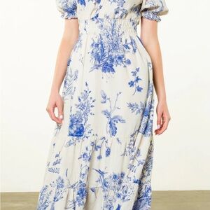 THML Blue and Cream Floral Maxi Dress